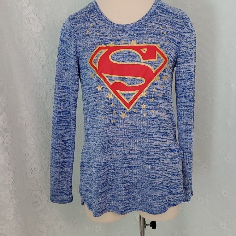 SUPERMAN BLUE Jr. Sweater, 7/8. Blue with redβ letters. Nice